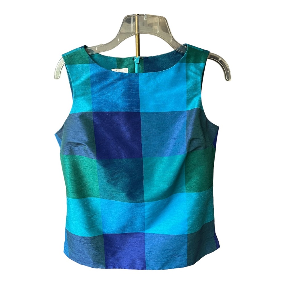 Talbots Sleeveless Silk-look top zipper back lined sz 6 petite